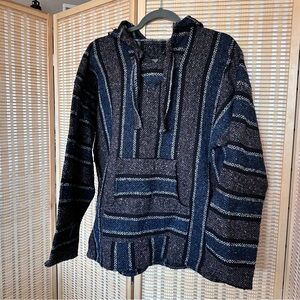 Men's Baja Stripped Hippie Sweater Hoodie Size L